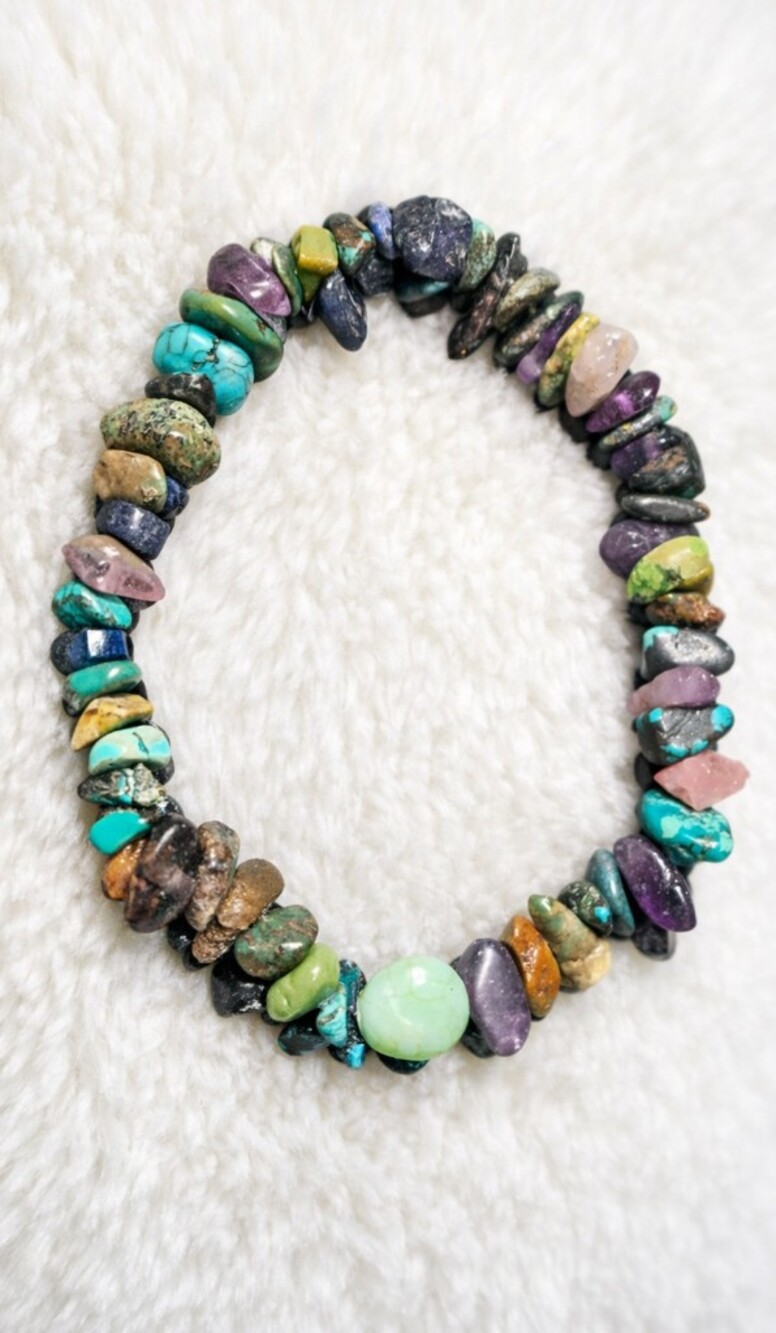 Multicolor Semi-Precious Chip Stretch Bracelet by
